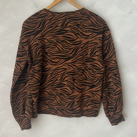 Monrow brown Zebra Full Sleeve Terrycloth Sweatshirt 100% cotton XS revolve - Picture 8 of 8